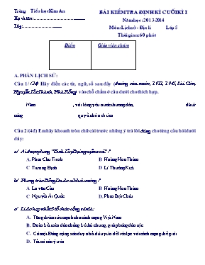 Đề kiểm tra định kỳ cuối kỳ I môn Lịch sử & Địa lý Lớp 5